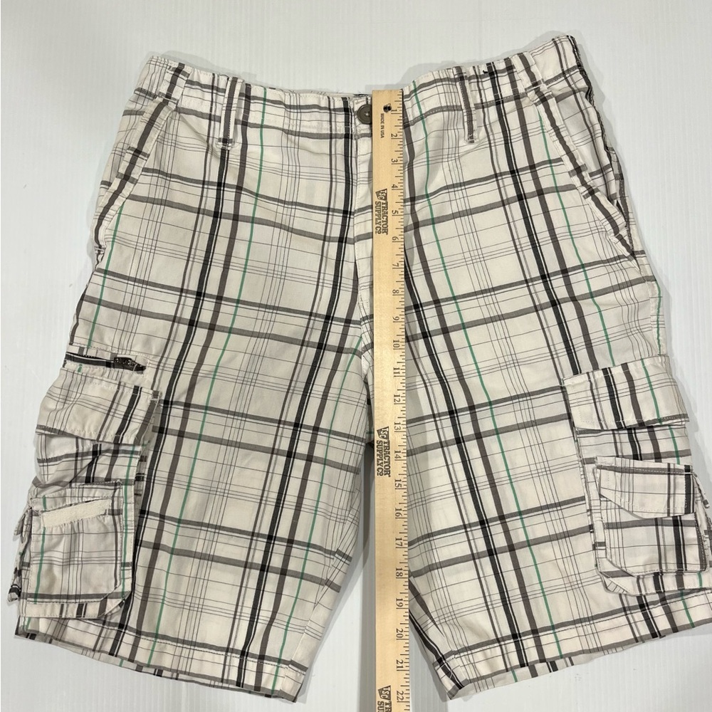 Always Push Forward Cargo Shorts Gray And White Plaid Size 34 Mens